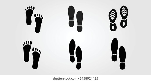 Silhouette Walking Footstep oder Footprint Logo Vektorillustration Design