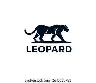 silhouette walking leopard, cat, cheetah, panther logo icon symbol design template illustration inspiration