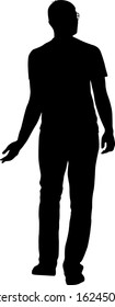 Silhouette of a walking man on a white background