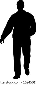 Silhouette of a walking man on a white background