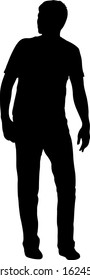 Silhouette of a walking man on a white background