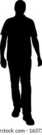 Silhouette of a walking man on a white background