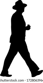 Silhouette of a walking man on a white background