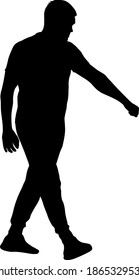 Silhouette of a walking man on a white background