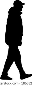 Silhouette of a walking man on a white background