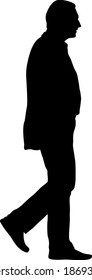 Silhouette of a walking man on a white background