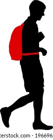 Silhouette of a walking man on a white background