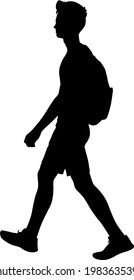 Silhouette of a walking man on a white background