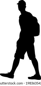 Silhouette of a walking man on a white background
