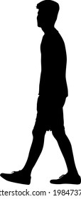 Silhouette of a walking man on a white background
