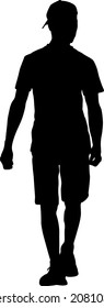 Silhouette of a walking man on a white background.