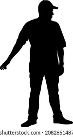 Silhouette of a walking man on a white background.