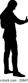 Silhouette of a walking man on a white background