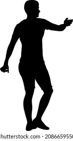 Silhouette of a walking man on a white background.