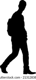 Silhouette of a walking man on a white background
