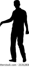 Silhouette of a walking man on a white background
