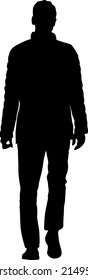 Silhouette of a walking man on a white background.