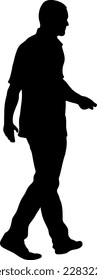 Silhouette of a walking man on a white background.