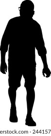 Silhouette of a walking man on a white background.