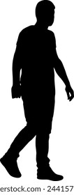Silhouette of a walking man on a white background.