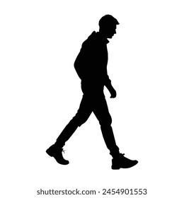 silhouette of a walking man on white