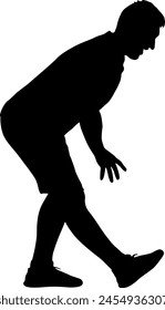 Silhouette of a walking man on a white background.