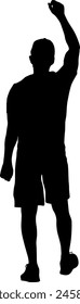 Silhouette of a walking man on a white background.