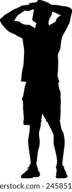 Silhouette of a walking man on a white background.