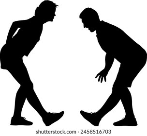 Silhouette of a walking man on a white background.
