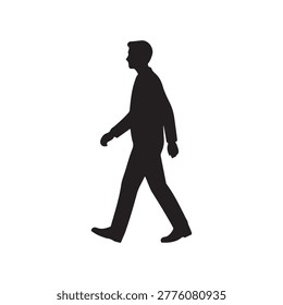 Silhouette of a walking man on a white background.