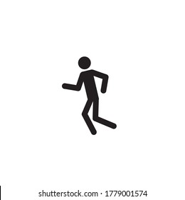 silhouette of a walking man, stick man walking isolated on a white background