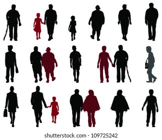 Silhouette of walking people=vector