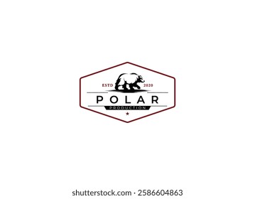 Silhouette of Walking White Polar Bear Minimalist logo design vector illustration