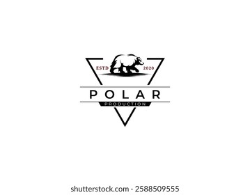 Silhouette of Walking White Polar Bear Minimalist logo design vector illustration