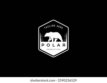 Silhouette of Walking White Polar Bear Minimalist logo design vector illustration