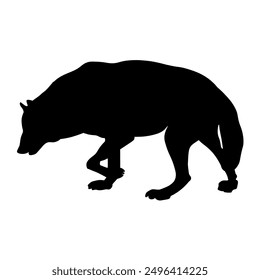 Silhouette of a walking wolf. Vector illustration isolated on a white background