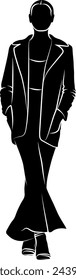 Silhouette of Walking Woman. Vector monochromatic illustration