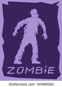 Silhouette of a walking zombie concept. Vector illustration. Drawing horror character design.