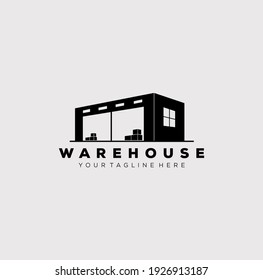 silhouette warehouse factory industry logo vector illustration design