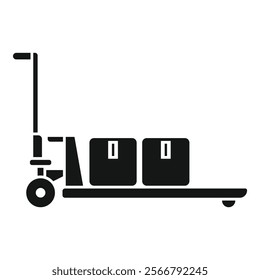 Silhouette of a warehouse hand truck carrying boxes, useful for logistics and delivery concepts