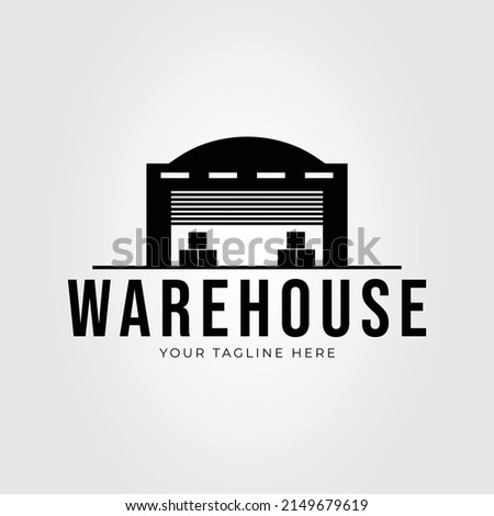 silhouette warehouse or storehouse building logo vector illustration design