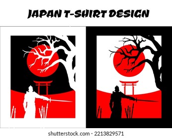 Silhouette of a Warrior with sword, silhouette japan Warrior vector for design t shirt concept, silhouette Warrior, Japanese t-shirt design, silhouette for a Japanese theme