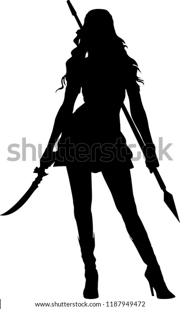 Femme Guerriere En Silhouette Illustration Vectorielle Image Vectorielle De Stock Libre De Droits