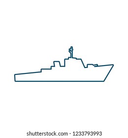 Silhouette of warship for design and creativity in thin line style.