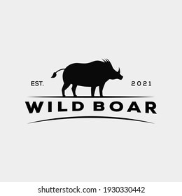 silhouette warthog pig wild boar logo vector illustration design