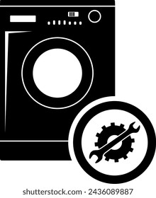 Silhouette of Washing Machine Repair Service. Vector illustration.