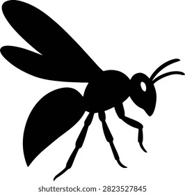 Silhouette wasp insect flying stinging dangerous black shape vector illustrator
