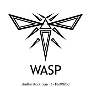 Silhouette of a wasp isolated on a white background. Logo wasp made of triangles in vector.