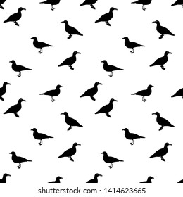 Silhouette of Water Duck on white background. Seamless Pattern. Vector Illustration. EPS10