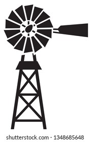silhouette of a water pumping windmill